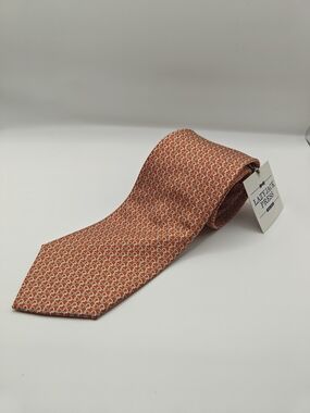 NWT Lazyjack Press Silk Tie Back in the Saddle Stirrup Equestrian Orange Italy